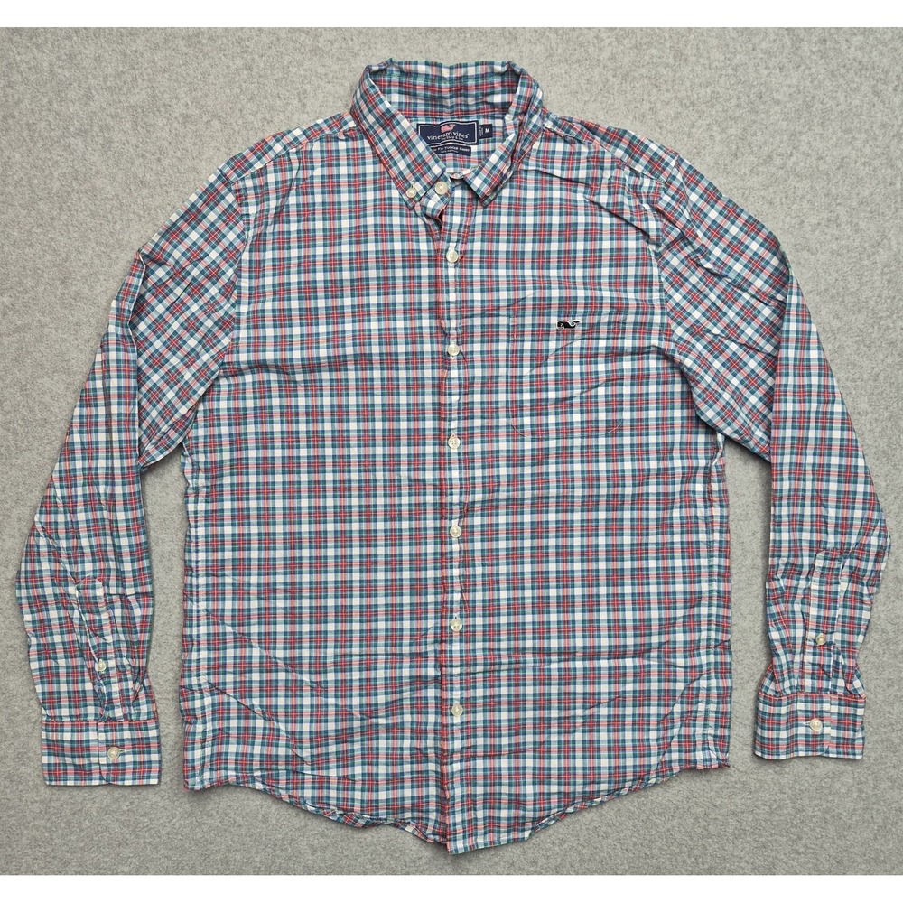 Vineyard Vines Shirt Mens M Multicolor Plaid Slim Fit Long Sleeve Button Down